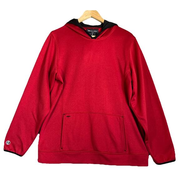 Holloway Hooded Pullover Woman Large Red Black Kangaroo Pocket Activewear Golf - Picture 1 of 12